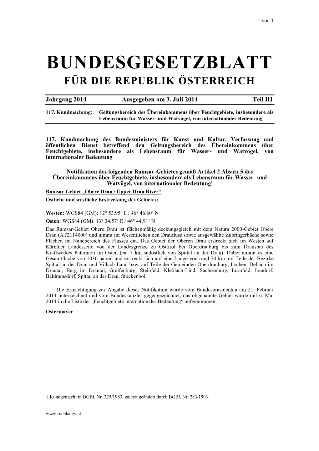 Bundesgesetzblatt Für Die Republik Österreich