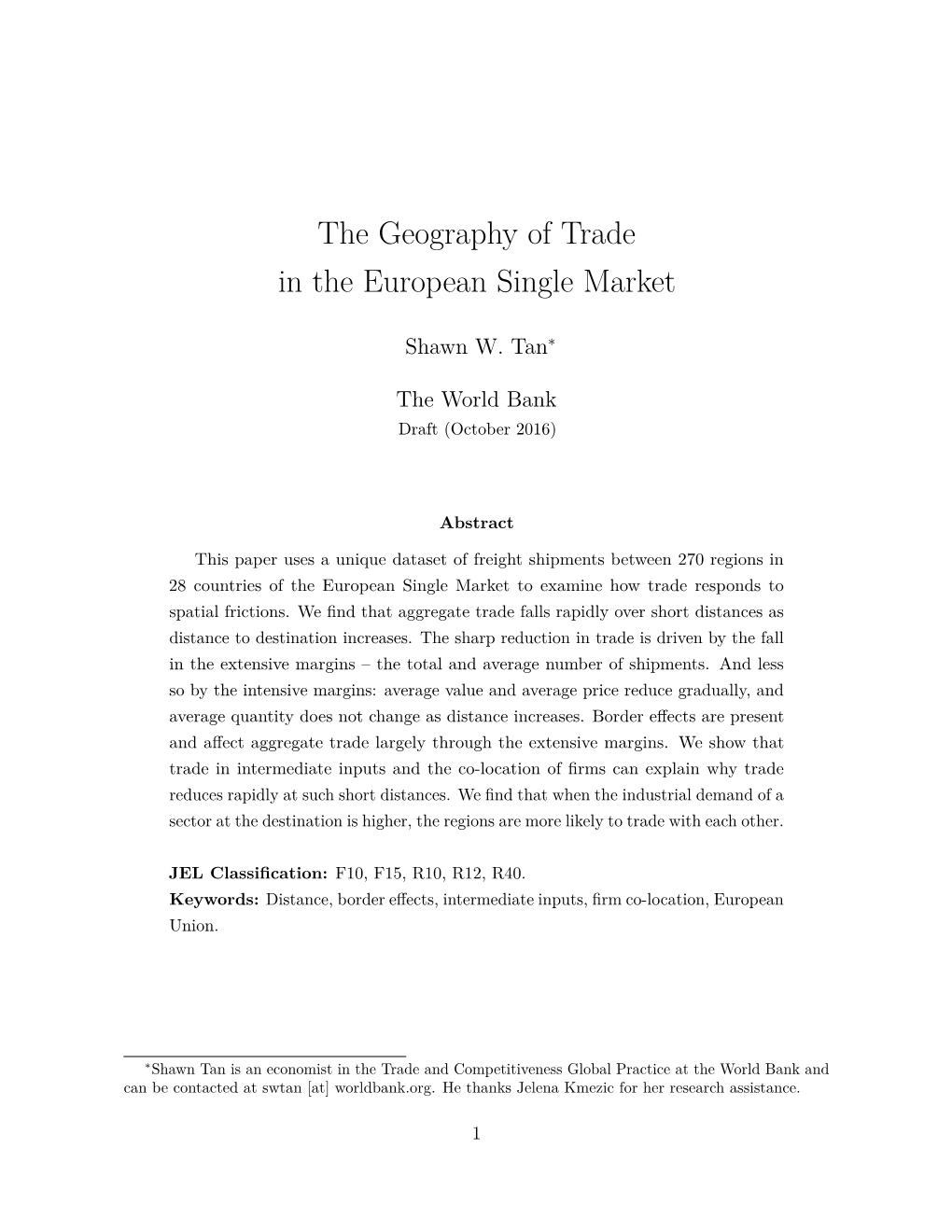 The Geography of Trade in the European Single Market