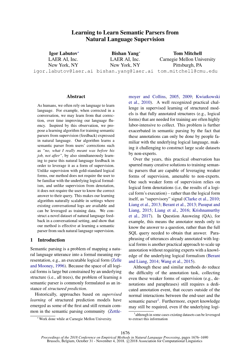 Learning to Learn Semantic Parsers from Natural Language Supervision