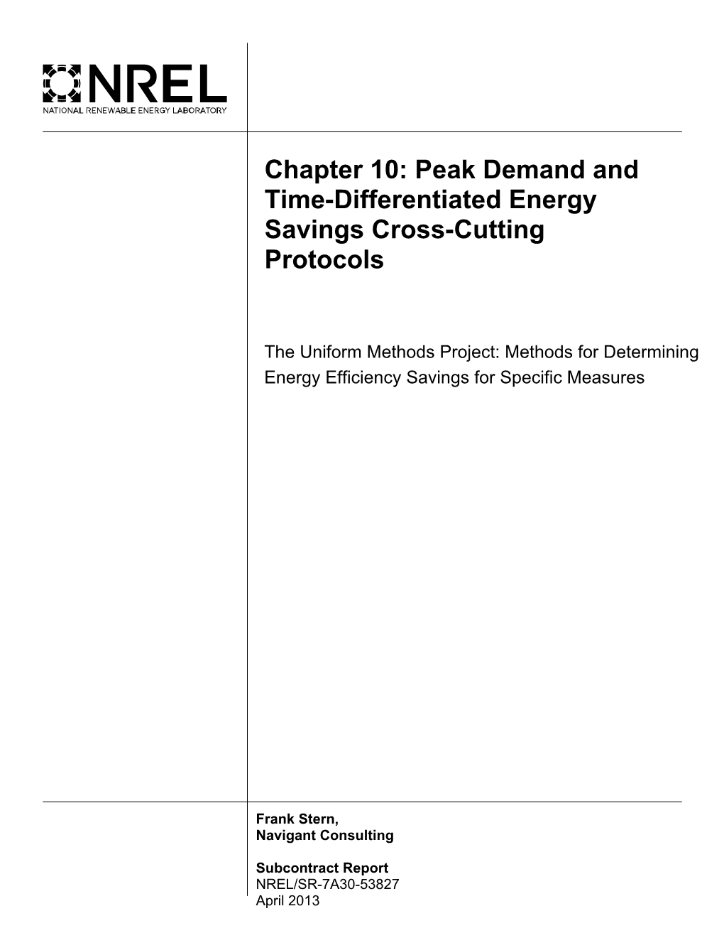 Chapter 10, Peak Demand and Time-Differentiated Energy