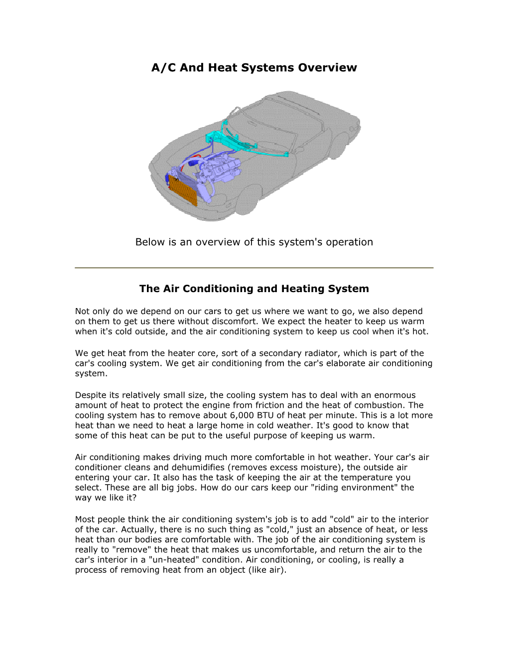 A/C and Heat Systems Overview