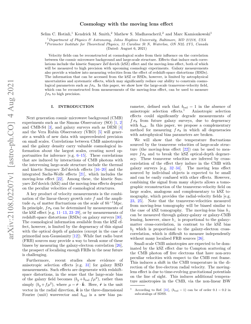 Arxiv:2108.02207V1 [Astro-Ph.CO] 4 Aug 2021 Without Many Localised FRB Sources [26]