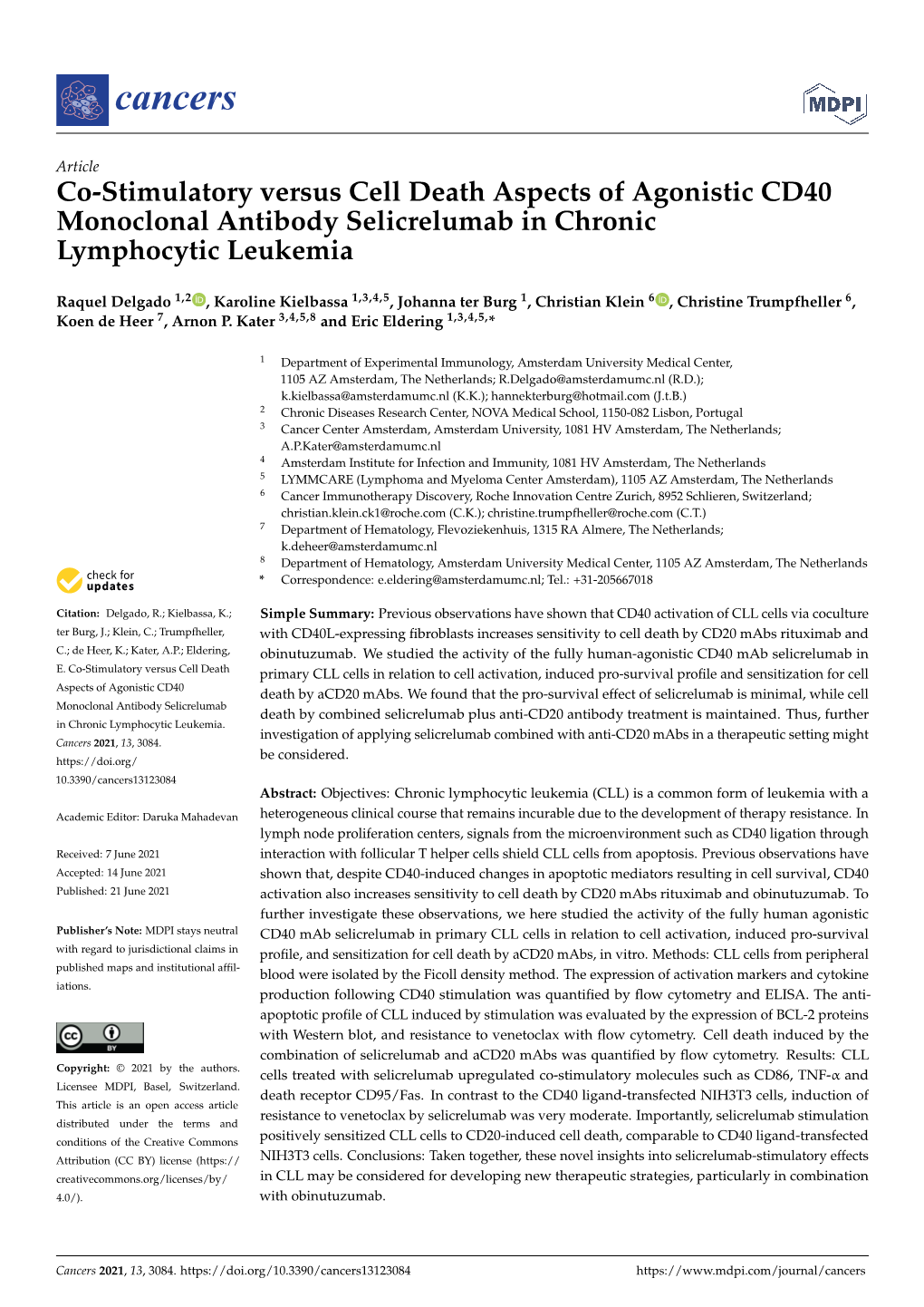 Co-Stimulatory Versus Cell Death Aspects of Agonistic CD40 Monoclonal Antibody Selicrelumab in Chronic Lymphocytic Leukemia