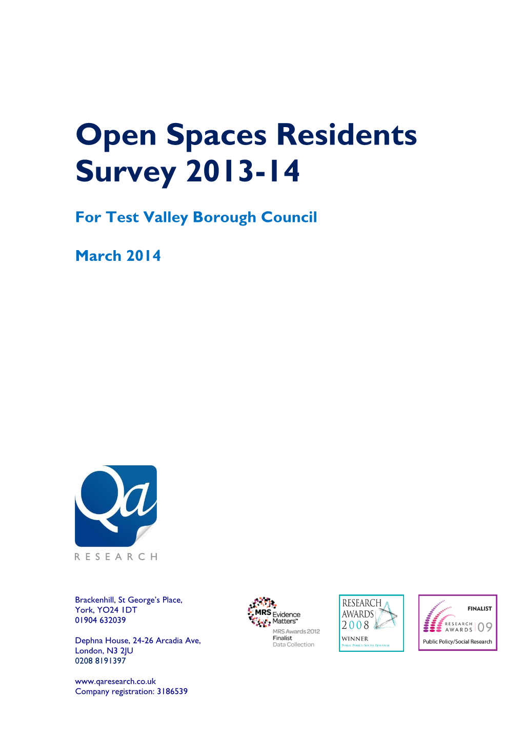 Open Spaces Residents Survey 2013-14