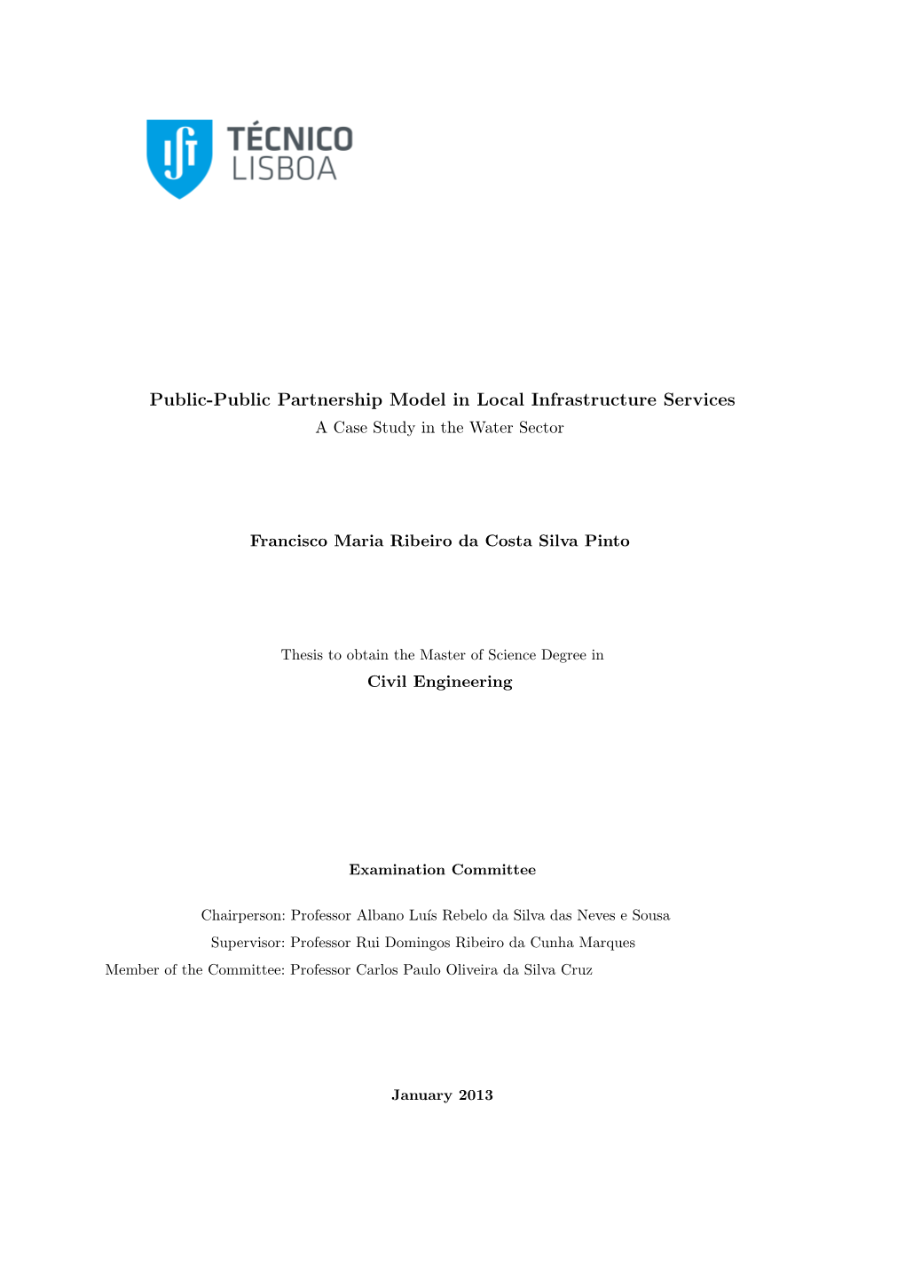 Public-Public Partnership Model in Local Infrastructure Services a Case Study in the Water Sector