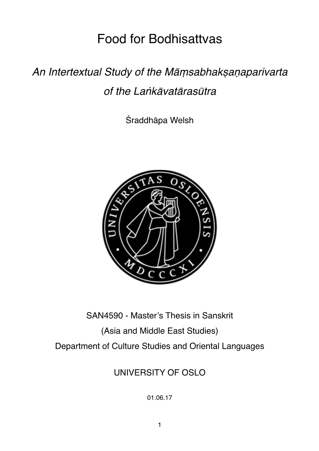 Mphil Thesis – Food for Bodhisattvas