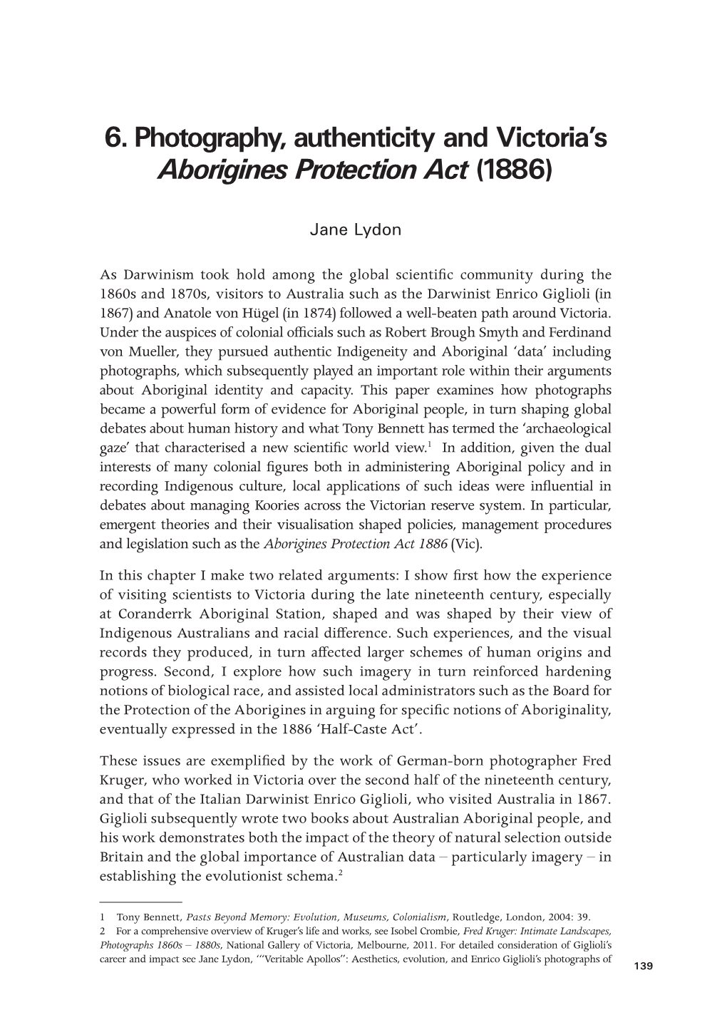 6. Photography, Authenticity and Victoria's Aborigines Protection Act