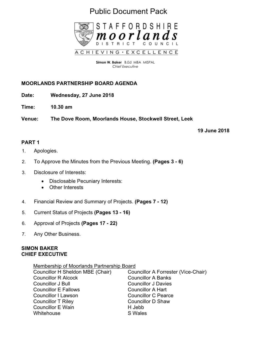 (Public Pack)Agenda Document for Moorlands Partnership Board, 27