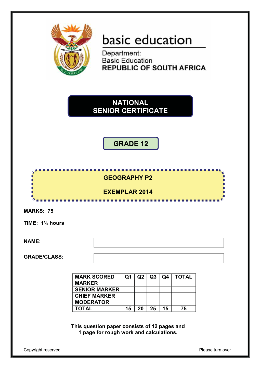 National Senior Certificate Grade 12