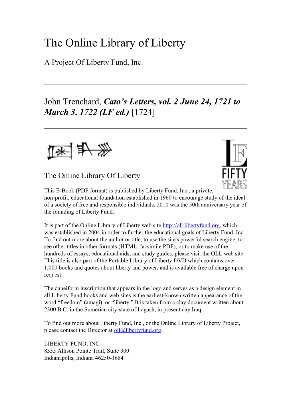 Cato's Letters, Vol. 2 June 24, 1721 to March 3, 1722 (LF Ed.)