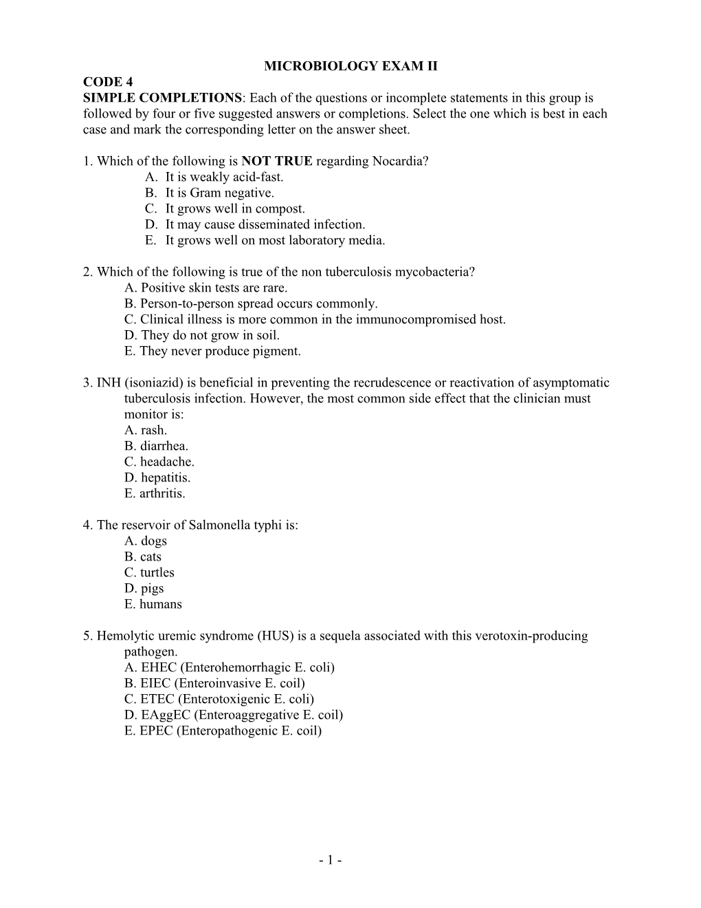 Microbiology Exam Ii