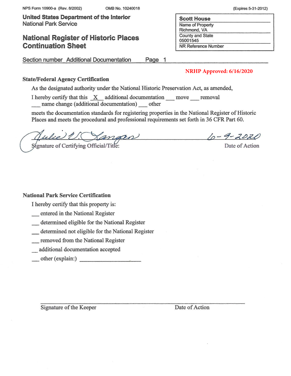 2020 NRHP Additional Documentation