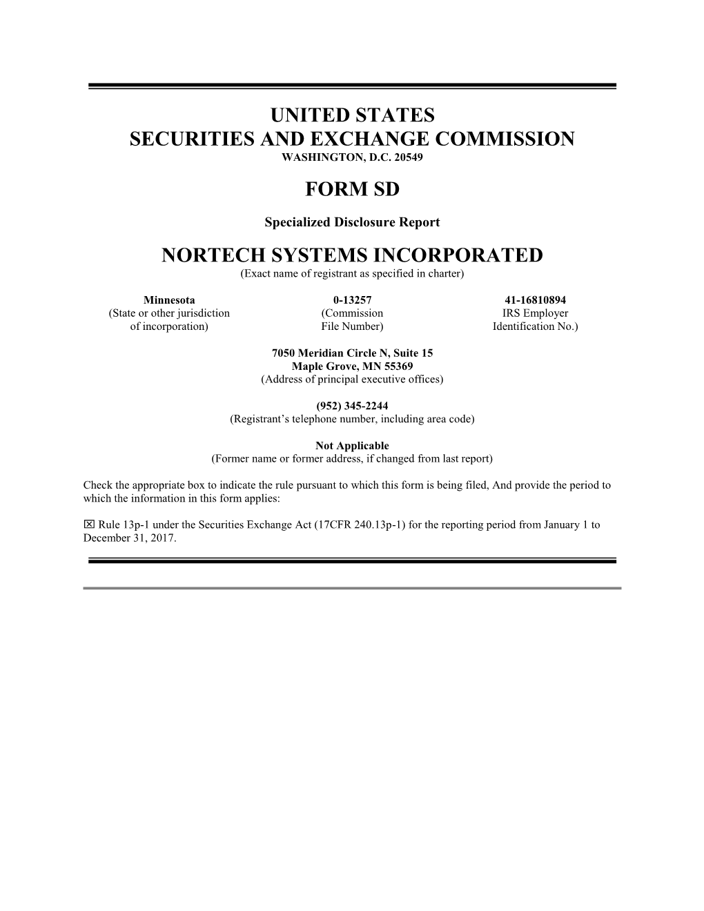 United States Securities and Exchange Commission Form