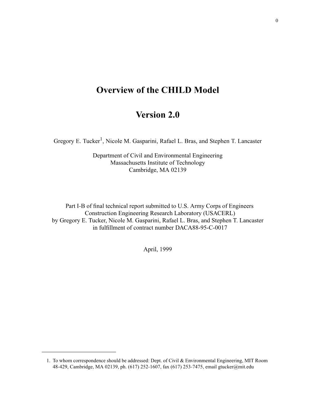 Overview of the CHILD Model Version