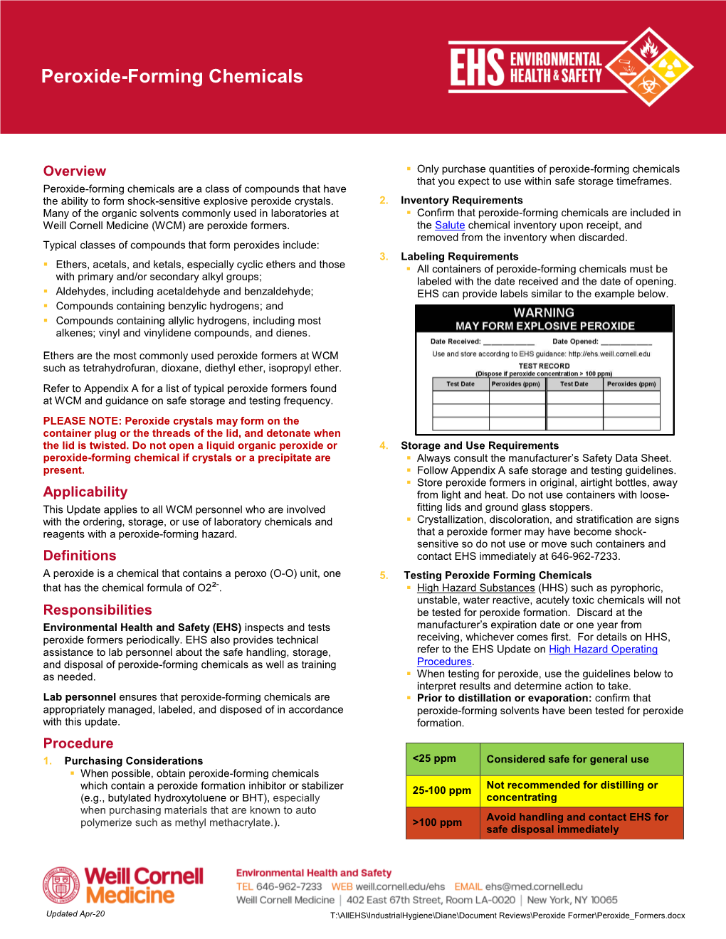 Peroxide-Forming Chemicals