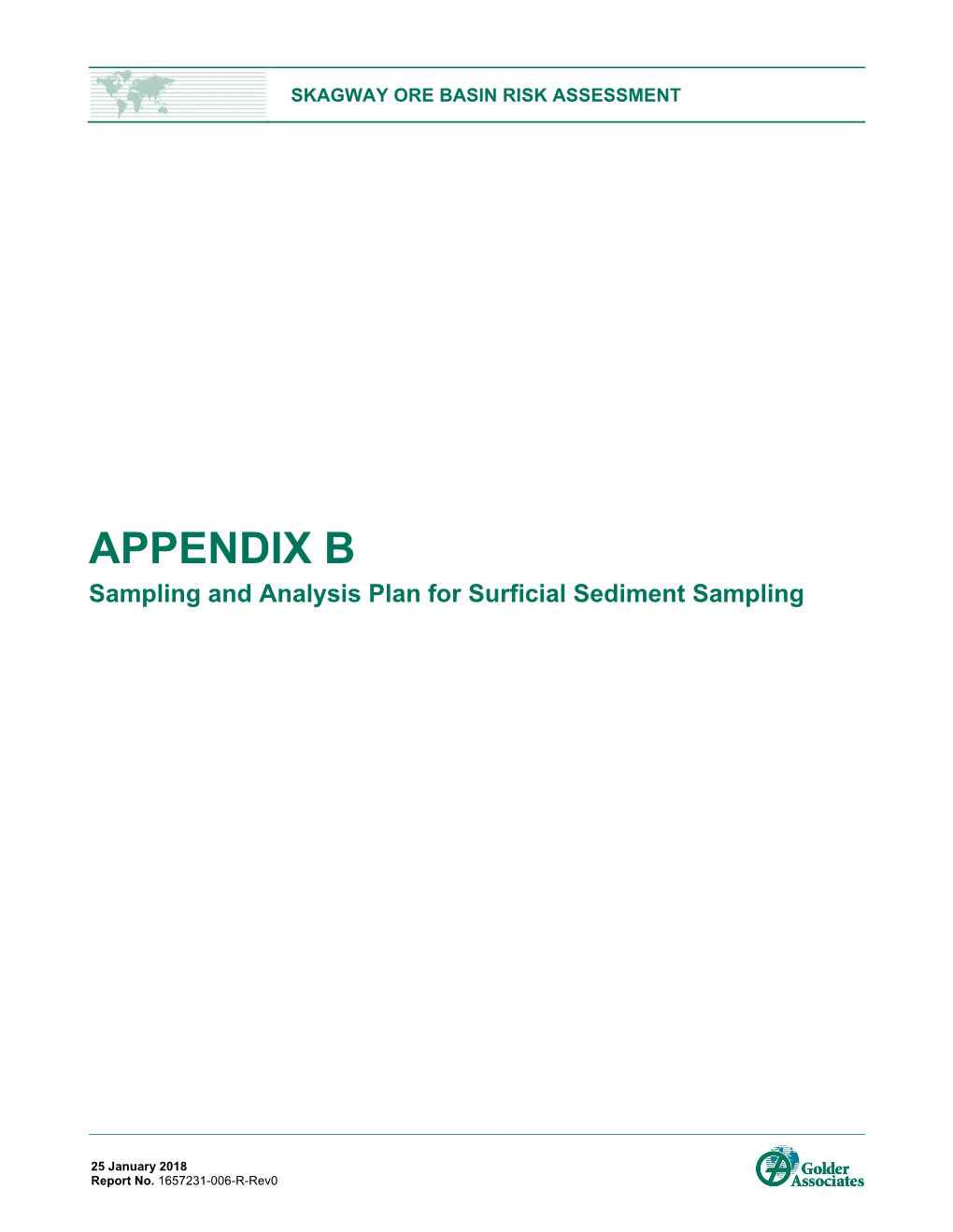 APPENDIX B Sampling and Analysis Plan for Surficial Sediment Sampling