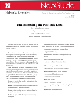 Understanding the Pesticide Label Greg J