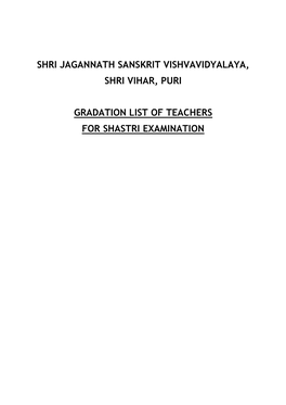 Shri Jagannath Sanskrit Vishvavidyalaya, Shri Vihar, Puri