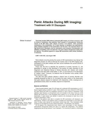 Panic Attacks During MR Imaging: Treatment with IV Diazepam