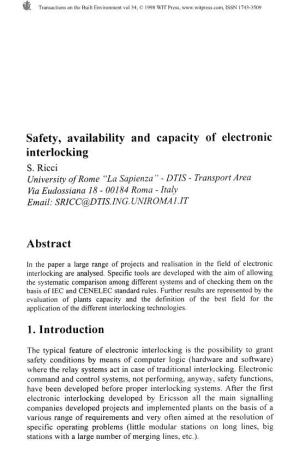 Safety, Availability and Capacity of Electronic Interlocking S. Ricci
