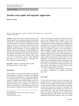 Jactatio Extra-Capitis and Migraine Suppression