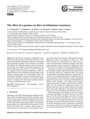The Effect of a Gamma Ray Flare on Schumann Resonances