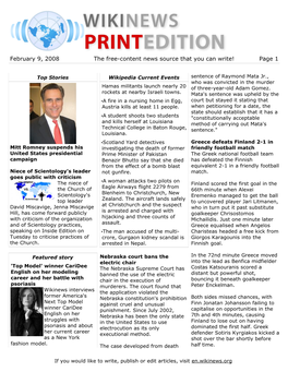 February 9, 2008 the Free-Content News Source That You Can Write! Page 1