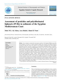 (Pcbs) in Sediments of the Egyptian Mediterranean Coast