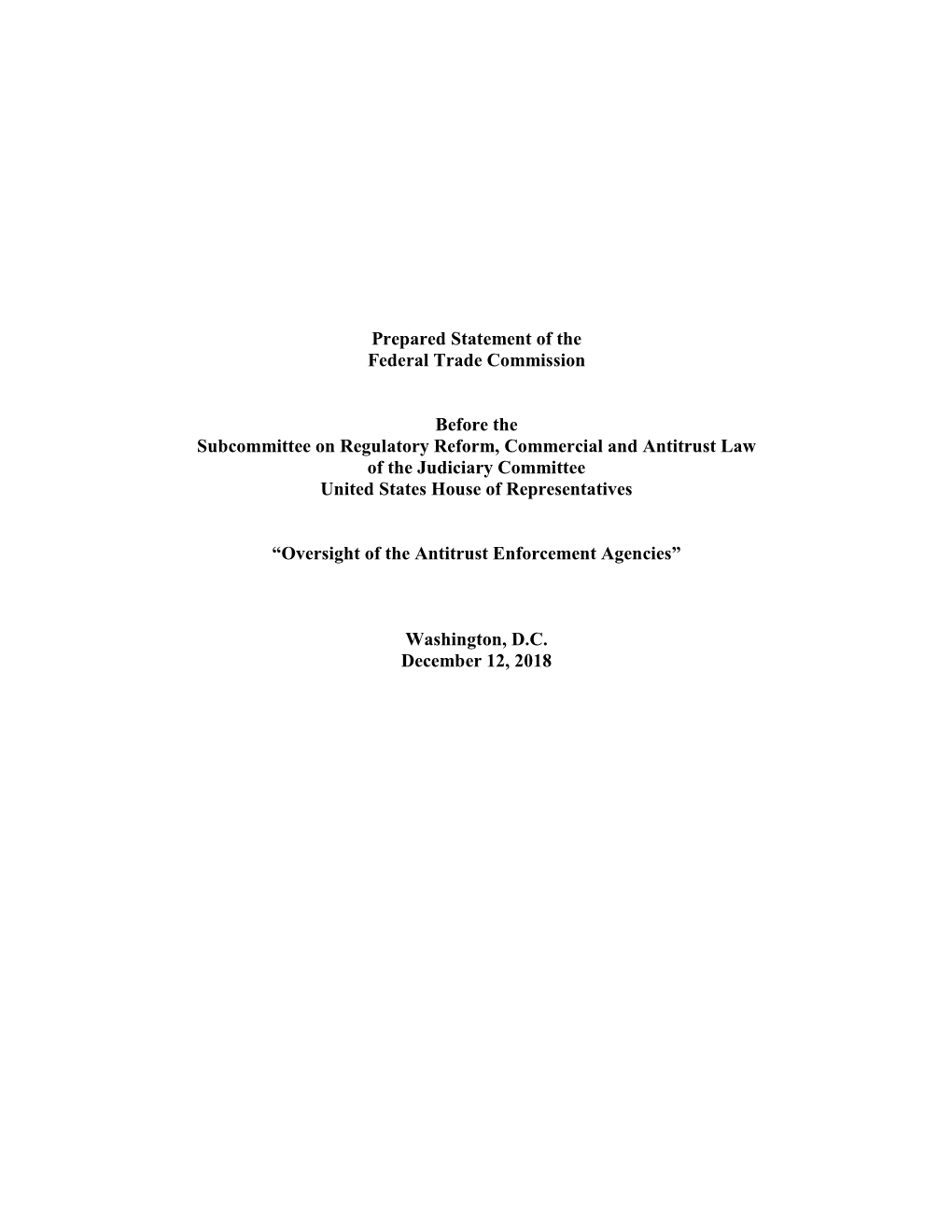 Prepared Statement of the Federal Trade Commission