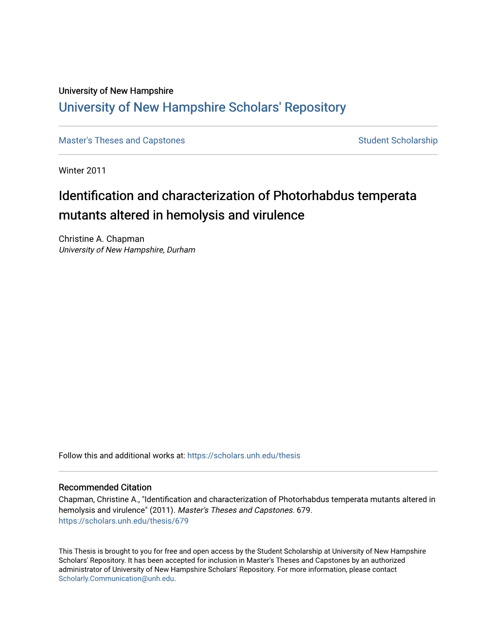 Identification and Characterization of Photorhabdus Temperata Mutants Altered in Hemolysis and Virulence