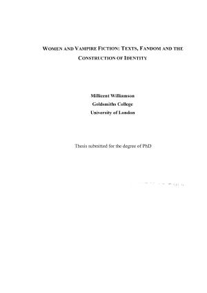 Millicent Williamson Goldsmiths College University of London