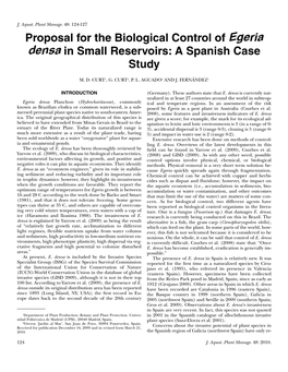 Proposal for the Biological Control of Egeria Densa in Small Reservoirs: a Spanish Case Study