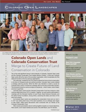 Colorado Open Lands and Colorado Conservation Trust Merge to Create Future of Land Conservation in Colorado