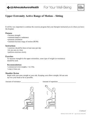 Upper Extremity Active Range of Motion – Sitting