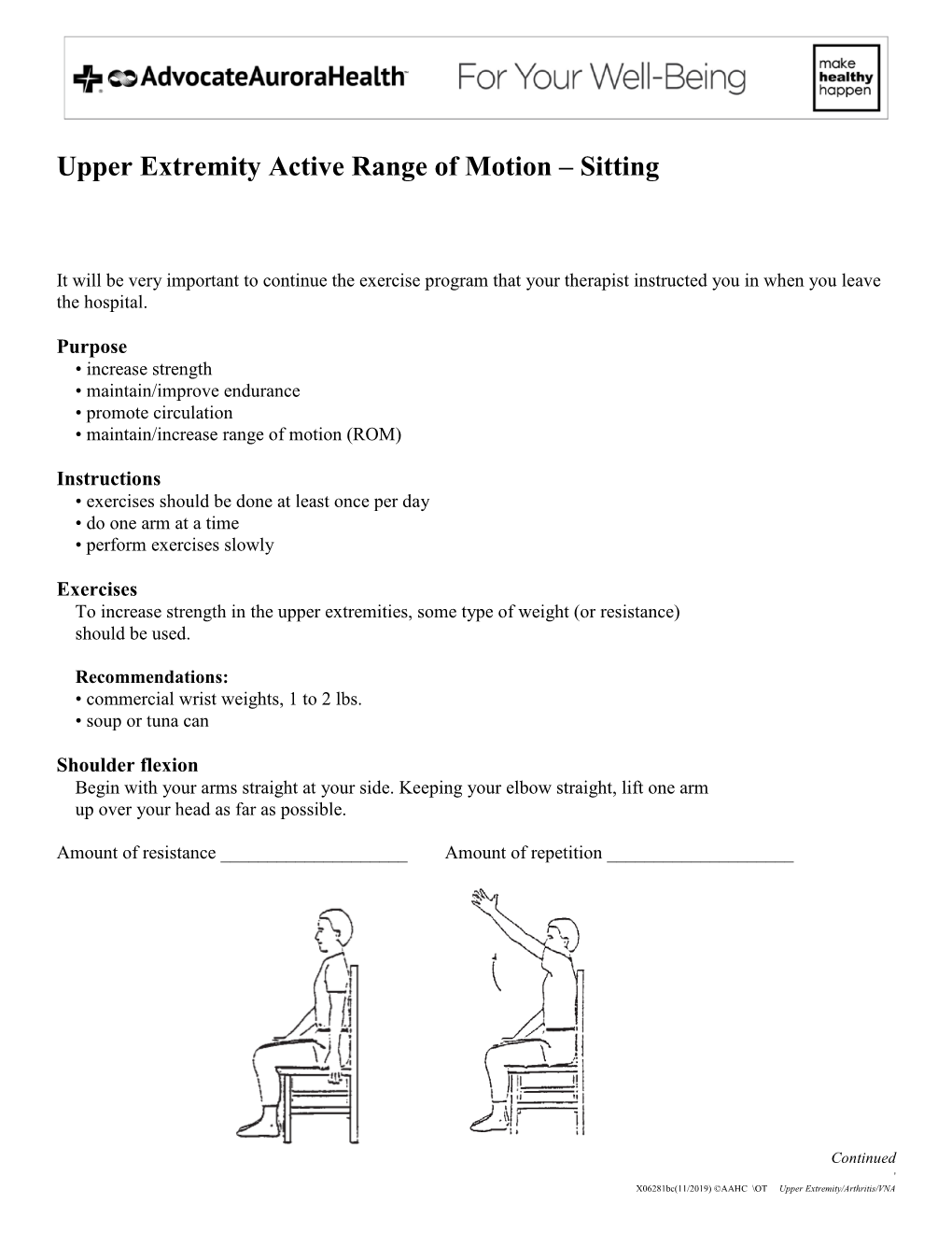 Upper Extremity Active Range Of Motion Sitting Docslib