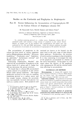 Studies on the Corrinoids and Porphyrins in Streptomycetes