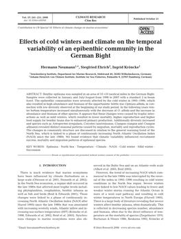Effects of Cold Winters and Climate on the Temporal Variability of an Epibenthic Community in the German Bight
