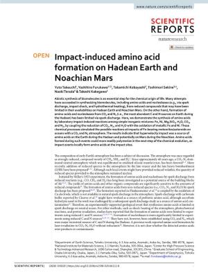 Impact-Induced Amino Acid Formation on Hadean Earth and Noachian Mars