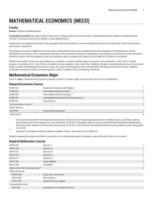 Mathematical Economics (MECO) 1