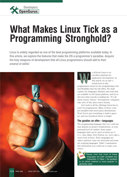 What Makes Linux Tick As a Programming Stronghold?