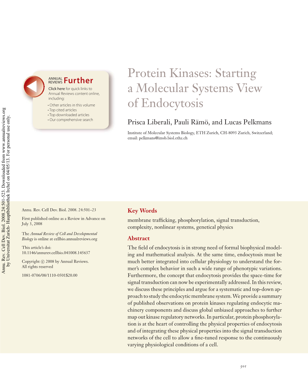 Starting a Molecular Systems View of Endocytosis