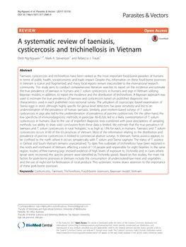 A Systematic Review of Taeniasis, Cysticercosis and Trichinellosis in Vietnam Dinh Ng-Nguyen1,2*, Mark A