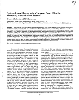 Systematics and Biogeography of the Genus Donax (Bivalvia: Donacidae) in Eastern North America