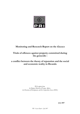 Monitoring and Research Report on the Gacaca Trials of Offences