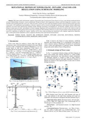 Rotational Motion of Tower Crane - Dynamic Analysis and Regulation Using Schematic Modeling