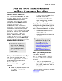 When and How to Vacate Misdemeanor and Gross Misdemeanor Convictions