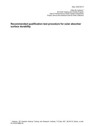 Recommended Qualification Test Procedure for Solar Absorber.Pdf
