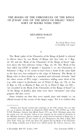 And 'Of the Kings of Israel': What Sort of Books