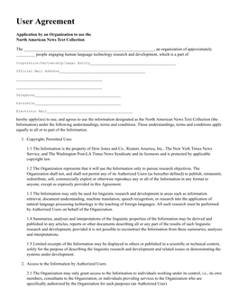 North American News Text License Agreement