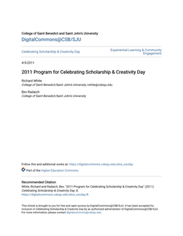 2011 Program for Celebrating Scholarship & Creativity